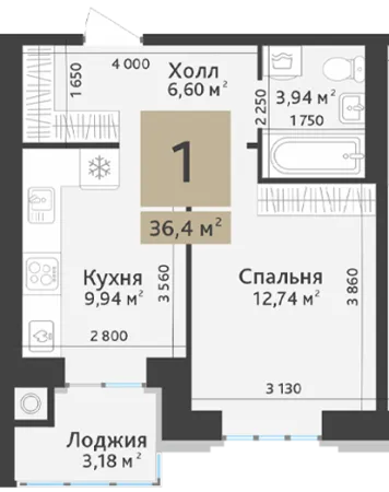 1-комнатная квартира