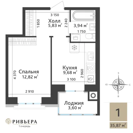 1-комнатная квартира